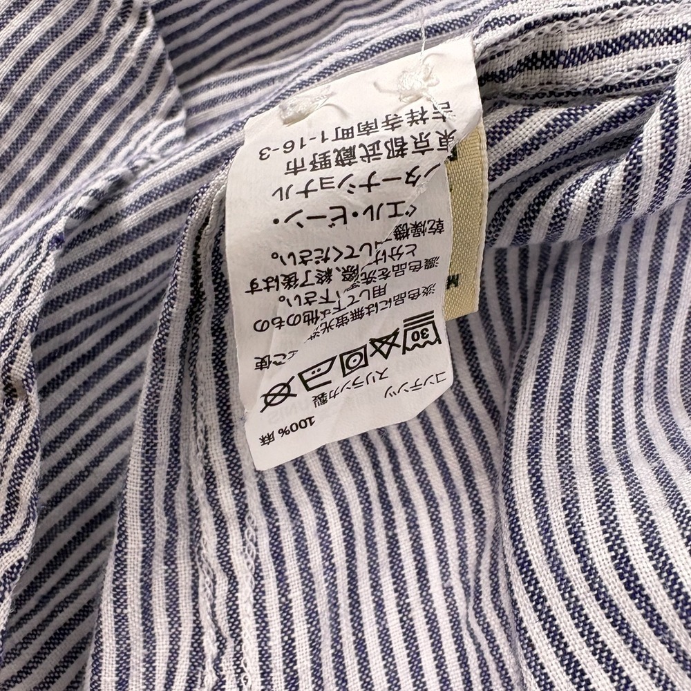 LL Bean Premium Washable Linen Button Up Shirt Womens Sz L White Blue Tunic - Picture 16 of 16